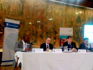 Left to Right: Jimmy Ahmed (Shell Nigeria), Ian Gary (Oxfam), Alex Vines OBE (Chatham House), Simon Massey (Coventry University)