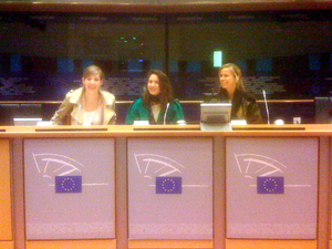 Victoria LeMay, Hillary Hives and Courtney Kirsch at at the European Parliament