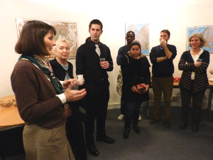 Muriel Claudel addressing the students and alumni